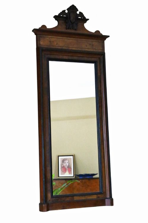 Antique 19th Century Walnut Framed Full-height Floor Mirror