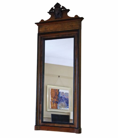 fig 1. Antique 19th Century Walnut Framed Full-Height Floor Mirror