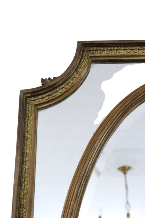 fig 2. Antique c.1900 Gilt Cushion Overmantle Wall Mirror with Bevel Edge Glass