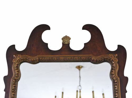 ANTIQUE C1920 OVERMANTLE WALL MIRROR GILT MAHOGANY VENEER QUALITY - ADDITIONAL PHOTO 2