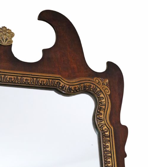 ANTIQUE C1920 OVERMANTLE WALL MIRROR GILT MAHOGANY VENEER QUALITY - ADDITIONAL PHOTO 3