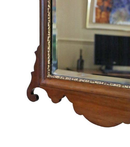 ANTIQUE C1900 GEORGIAN REVIVAL WALL MIRROR FRETCUT GILT MAHOGANY BEVELEDGED GLASS - ADDITIONAL PHOTO 2