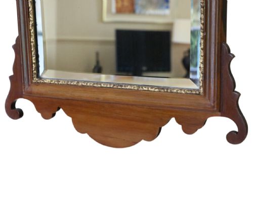 ANTIQUE C1900 GEORGIAN REVIVAL WALL MIRROR FRETCUT GILT MAHOGANY BEVELEDGED GLASS - ADDITIONAL PHOTO 3