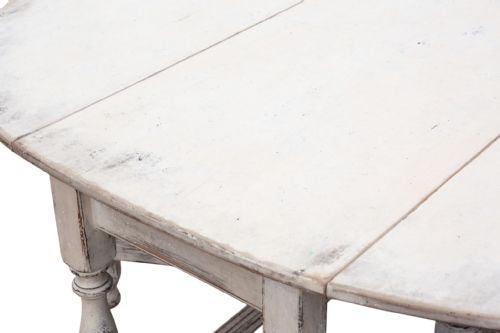 ANTIQUE C1920 VERY LARGE SWEDISH DROPLEAF GATELEG DINING TABLE PAINTED FINISH - ADDITIONAL PHOTO 3