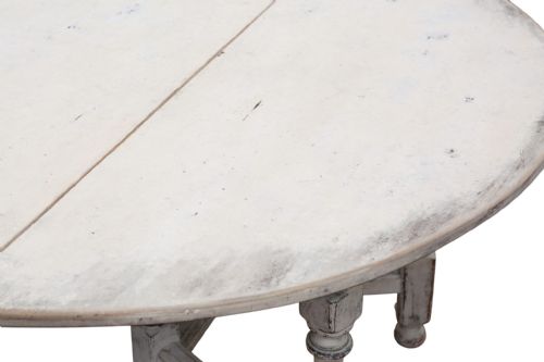 ANTIQUE C1920 VERY LARGE SWEDISH DROPLEAF GATELEG DINING TABLE PAINTED FINISH - ADDITIONAL PHOTO 4