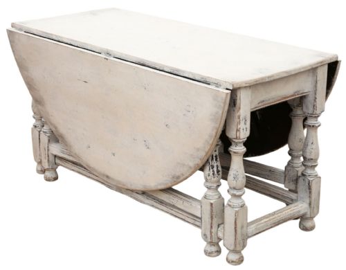 ANTIQUE C1920 VERY LARGE SWEDISH DROPLEAF GATELEG DINING TABLE PAINTED FINISH - ADDITIONAL PHOTO 9
