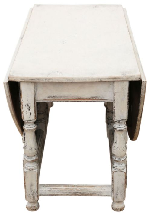 ANTIQUE C1920 VERY LARGE SWEDISH DROPLEAF GATELEG DINING TABLE PAINTED FINISH - ADDITIONAL PHOTO 10