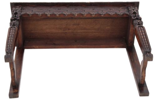 ANTIQUE 19TH CENTURY VICTORIAN HEAVILY CARVED OAK WRITING TABLE - ADDITIONAL PHOTO 14