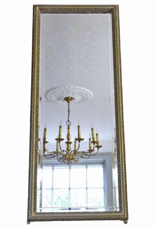 ANTIQUE C1910 GILT FULLLENGTH FLOOR WALL DRESSING MIRROR FINE QUALITY