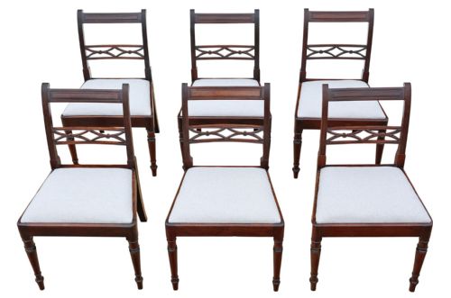 fig 1. Antique Set of 6 c.1800 Georgian Mahogany Dining Chairs – Fine Quality