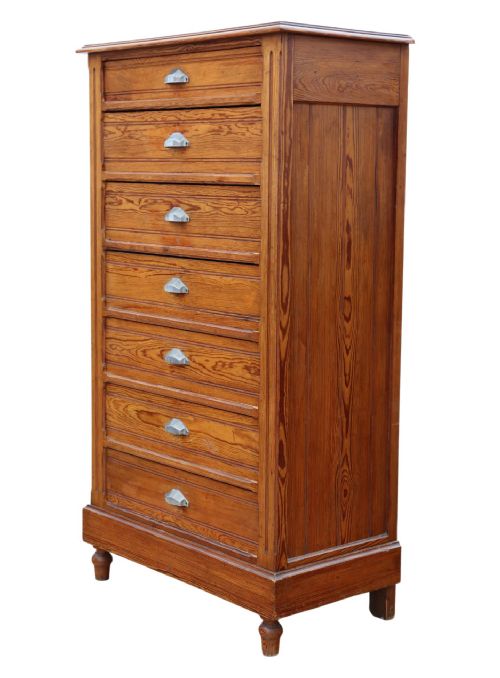 ANTIQUE C1900 LARGE PITCH PINE WELLINGTON CHEST OF 7 DRAWERS FINE QUALITY - ADDITIONAL PHOTO 2