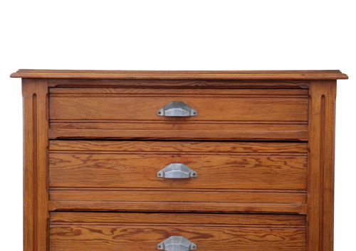 ANTIQUE C1900 LARGE PITCH PINE WELLINGTON CHEST OF 7 DRAWERS FINE QUALITY - ADDITIONAL PHOTO 8