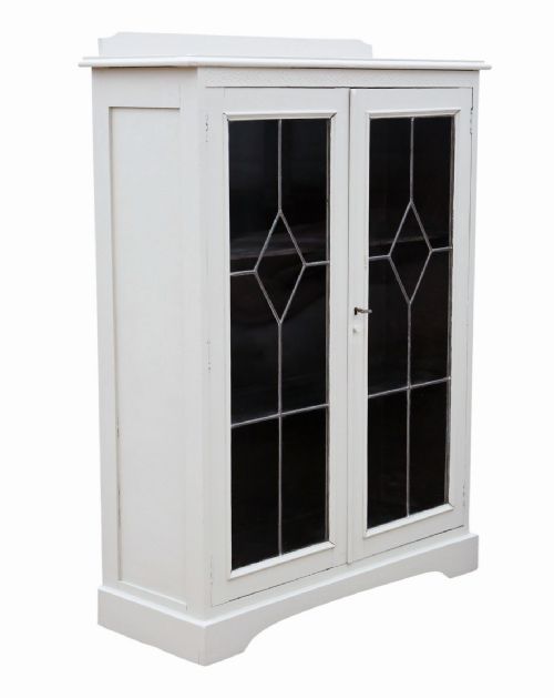 ANTIQUE QUALITY C1925 PAINTED BOOKCASE DISPLAY CABINET