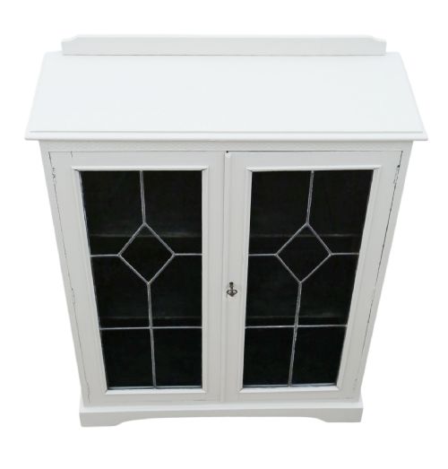 ANTIQUE QUALITY C1925 PAINTED BOOKCASE DISPLAY CABINET - ADDITIONAL PHOTO 2