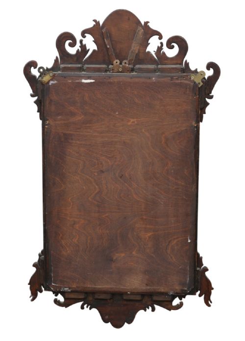 ANTIQUE C1920 GEORGIAN REVIVAL WALNUT AND GILT FRET CUT WALL MIRROR FINE QUALITY - ADDITIONAL PHOTO 7