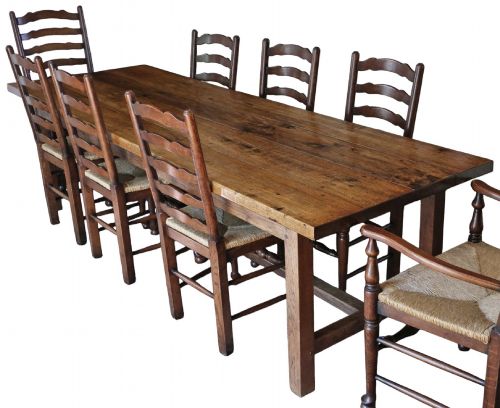 Antique C.1900 Large Oak Dining Table – 8'7”, Fine Quality