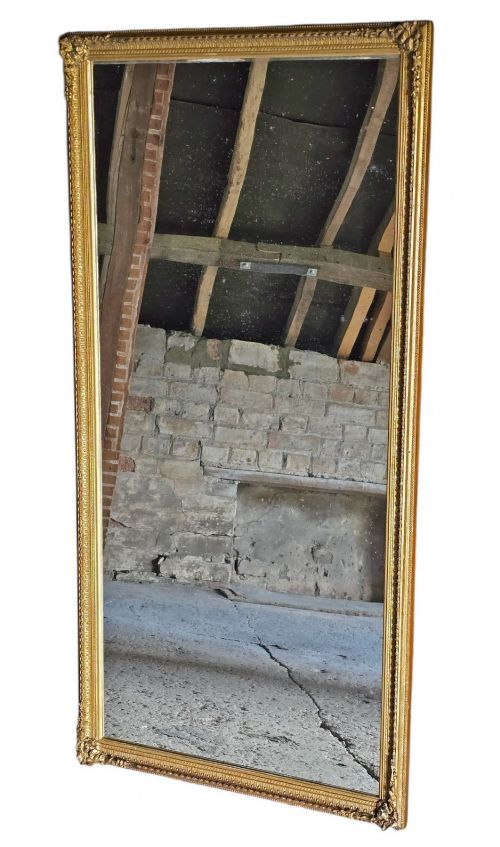 ANTIQUE C1910 GILT FULLLENGTH FLOOR WALL DRESSING MIRROR FINE QUALITY