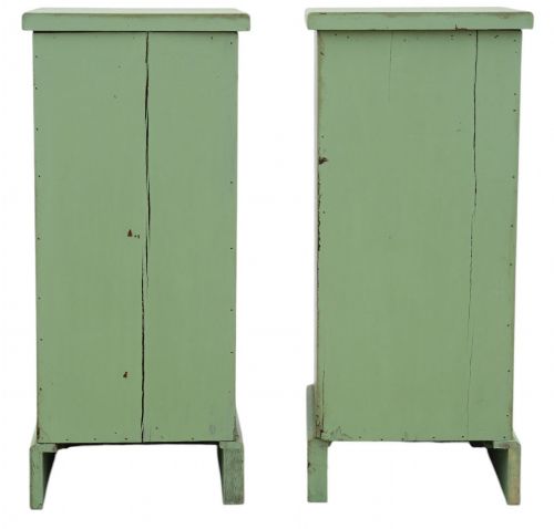 QUALITY PAIR OF ANTIQUE VINTAGE GREEN PAINTED BEDSIDE CHEST TABLES C1900 - ADDITIONAL PHOTO 6