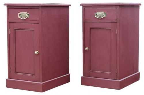 QUALITY PAIR OF ANTIQUE PREFERENCE RED PAINTED BEDSIDE CUPBOARD TABLES C1900 - ADDITIONAL PHOTO 5