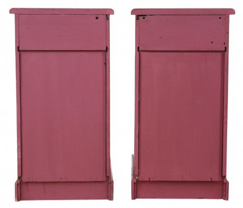 QUALITY PAIR OF ANTIQUE PREFERENCE RED PAINTED BEDSIDE CUPBOARD TABLES C1900 - ADDITIONAL PHOTO 7