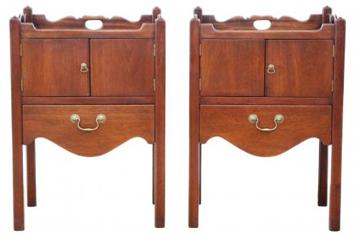FINE QUALITY PAIR OF ANTIQUE GEORGIAN REVIVAL MAHOGANY BEDSIDE CUPBOARD TABLES C1930 - ADDITIONAL PHOTO 2