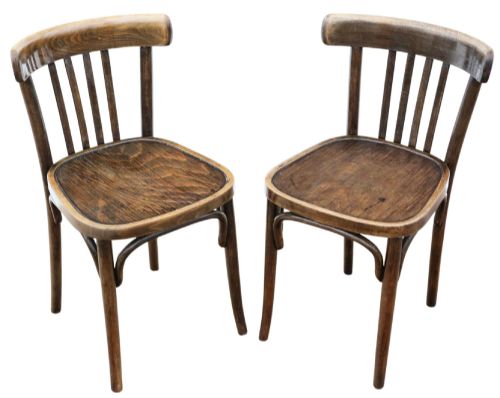 Antique Retro Pair of Bentwood Bistro Dining Chairs – Quality Thonet Yugoslavia