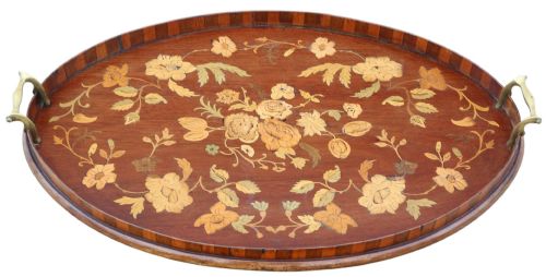 Antique 19th Century Inlaid Mahogany Serving Tray – Fine Quality