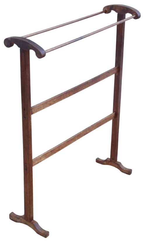Antique C1910 Oak and Mahogany Towel Rail Stand – Quality