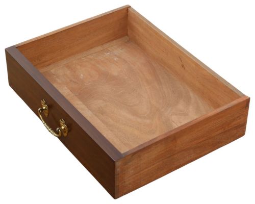 fig 4. A tall mahogany Wellington chest featuring six drawers with brass handles and a right-side locking pilaster on a plinth base.