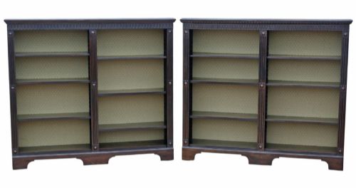 Quality Pair of Antique Adjustable Oak Bookcases / Display Shelves C1920 Bowman Brothers, London