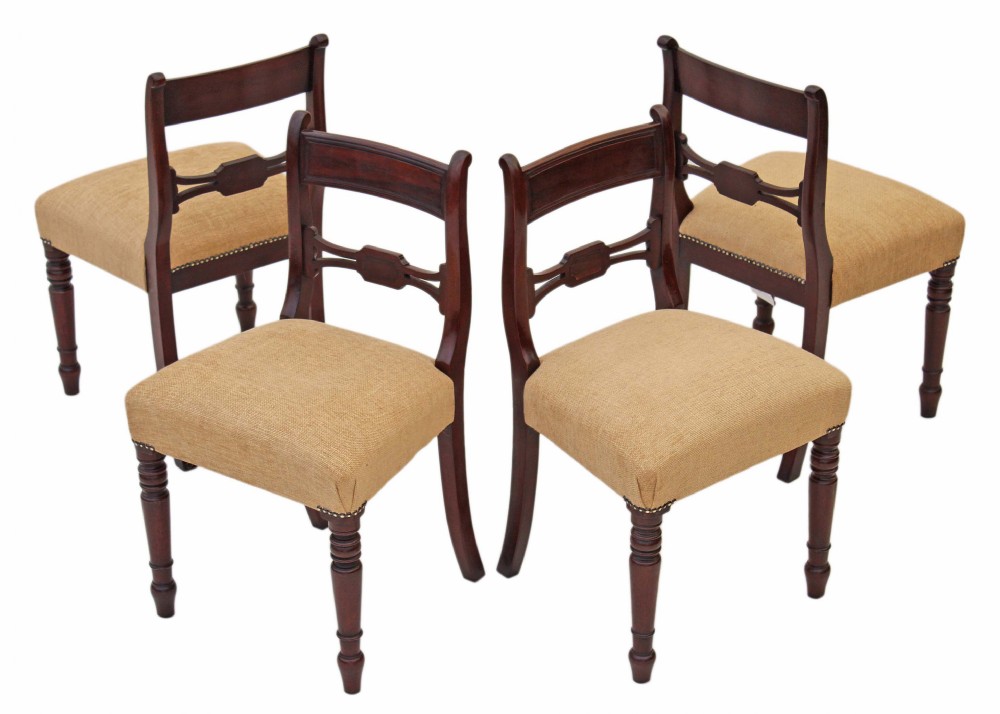 Set of 4 Regency 19th Century mahogany dining chairs bar back 