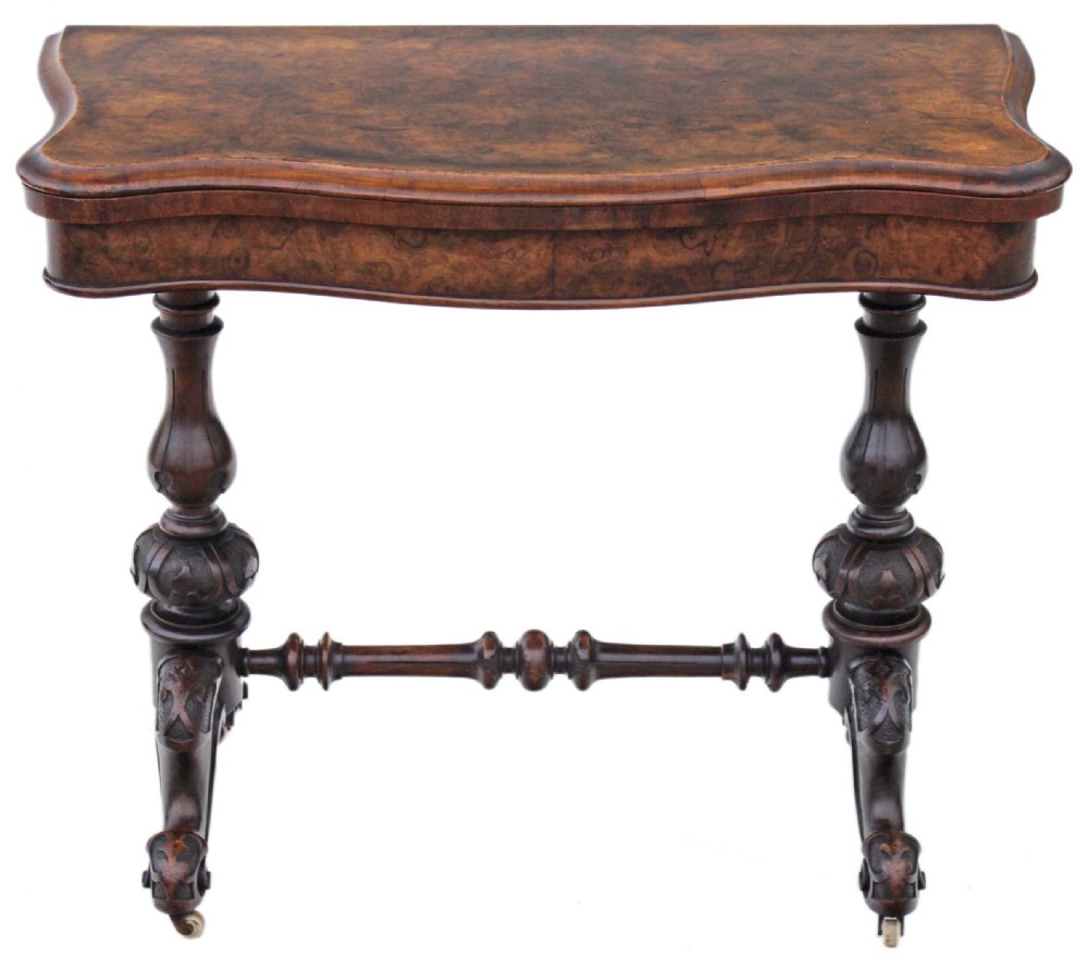 Victorian burr walnut folding card tea table 