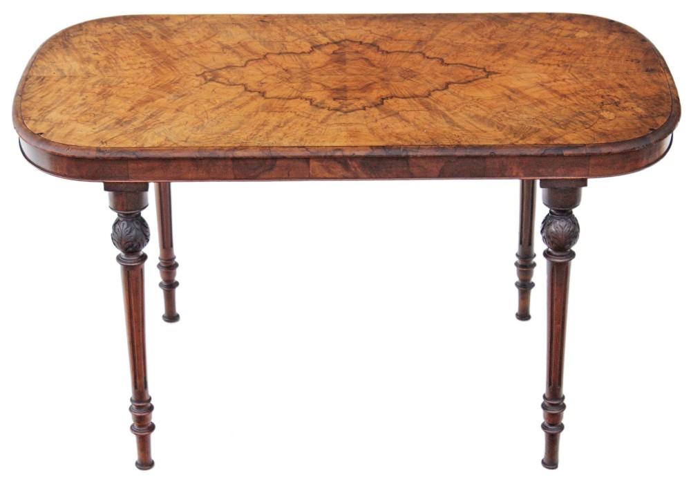 Victorian burr walnut library writing table desk