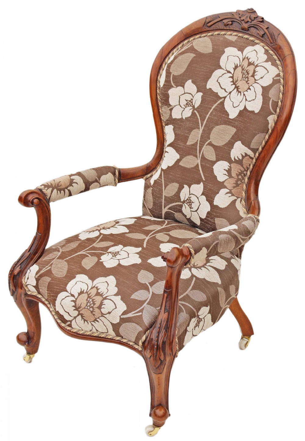 Victorian carved walnut armchair chair slipper back spoon