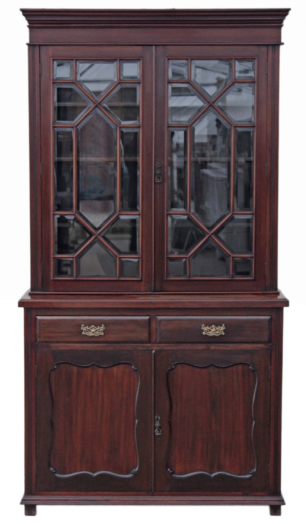 Victorian mahogany glazed bookcase display cabinet 