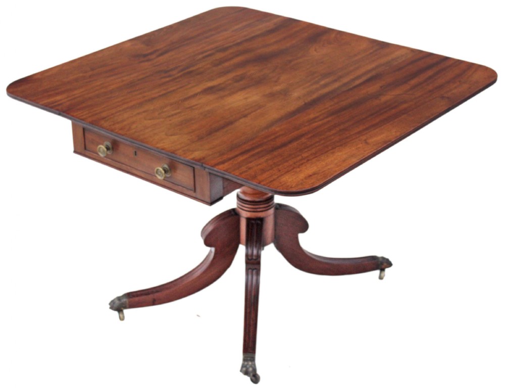 Georgian mahogany pedestal Pembroke sofa table