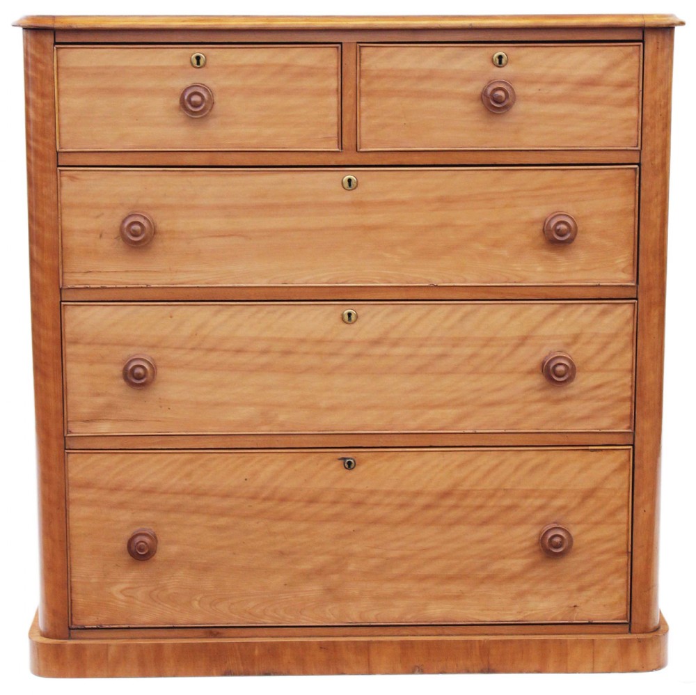 Victorian satinwood walnut chest of drawers 