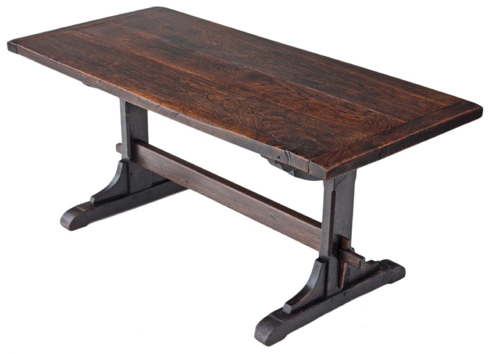 Victorian oak refectory dining table Gothic