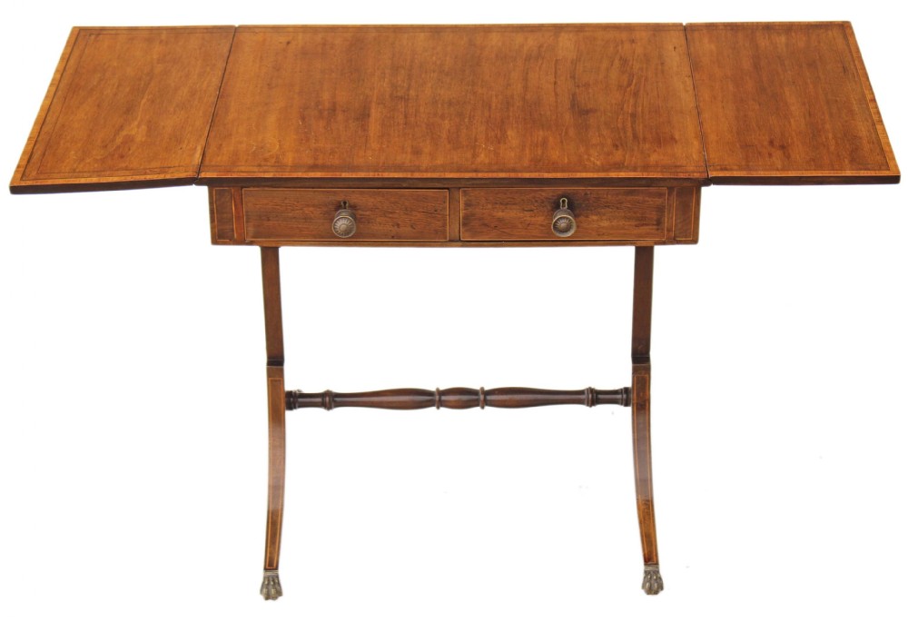 Georgian inlaid mahogany pembroke sofa table