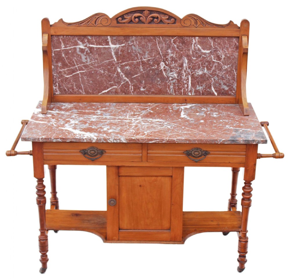 Victorian satinwood marble washstand or dressing table