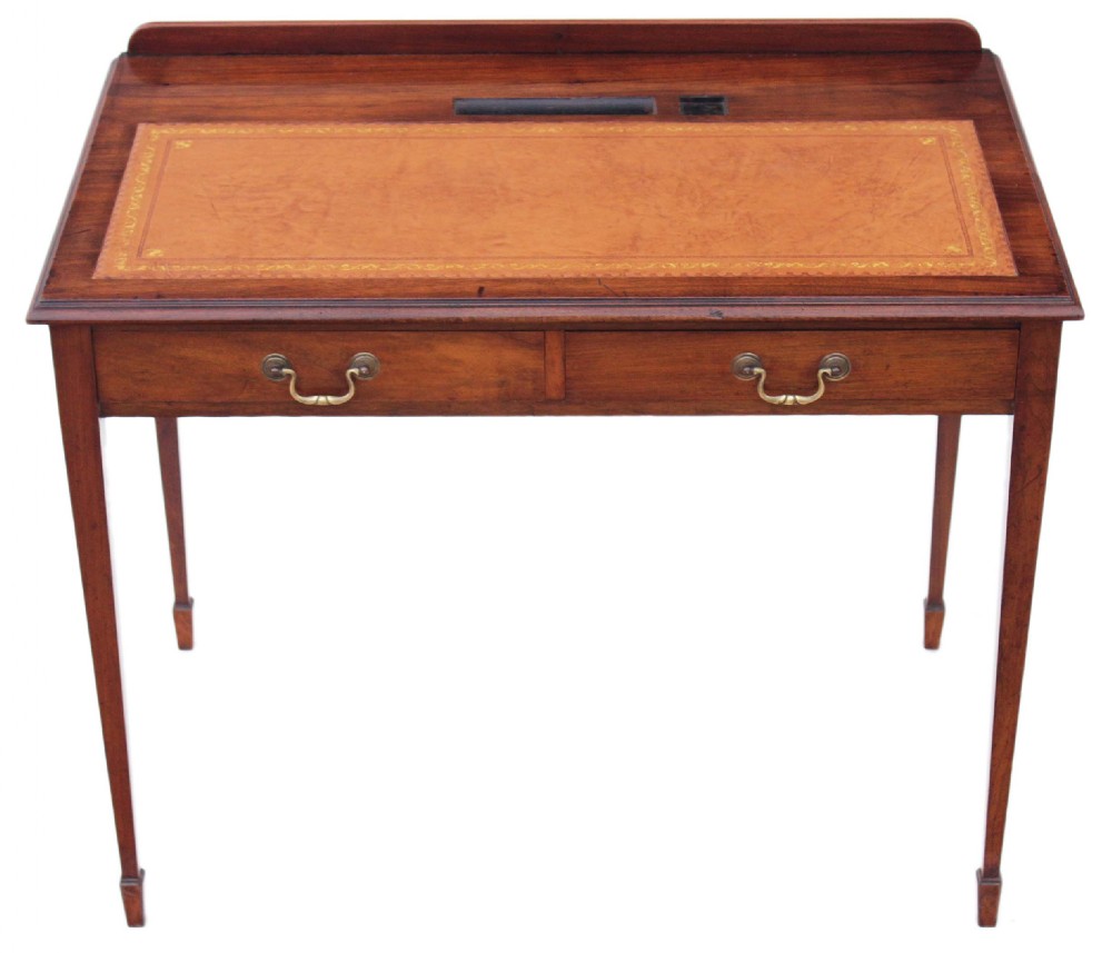 Edwardian walnut leather desk writing table