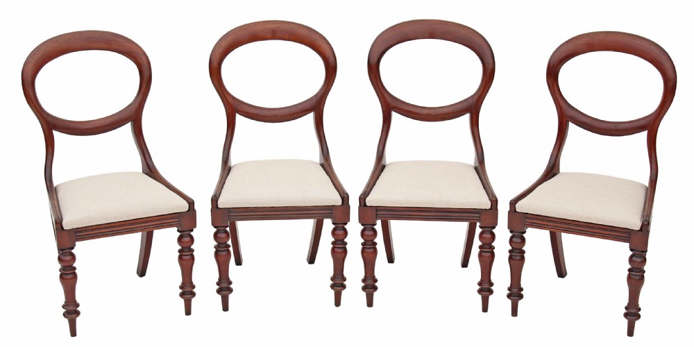 Set of 4 Victorian mahogany dining chairs balloon back 