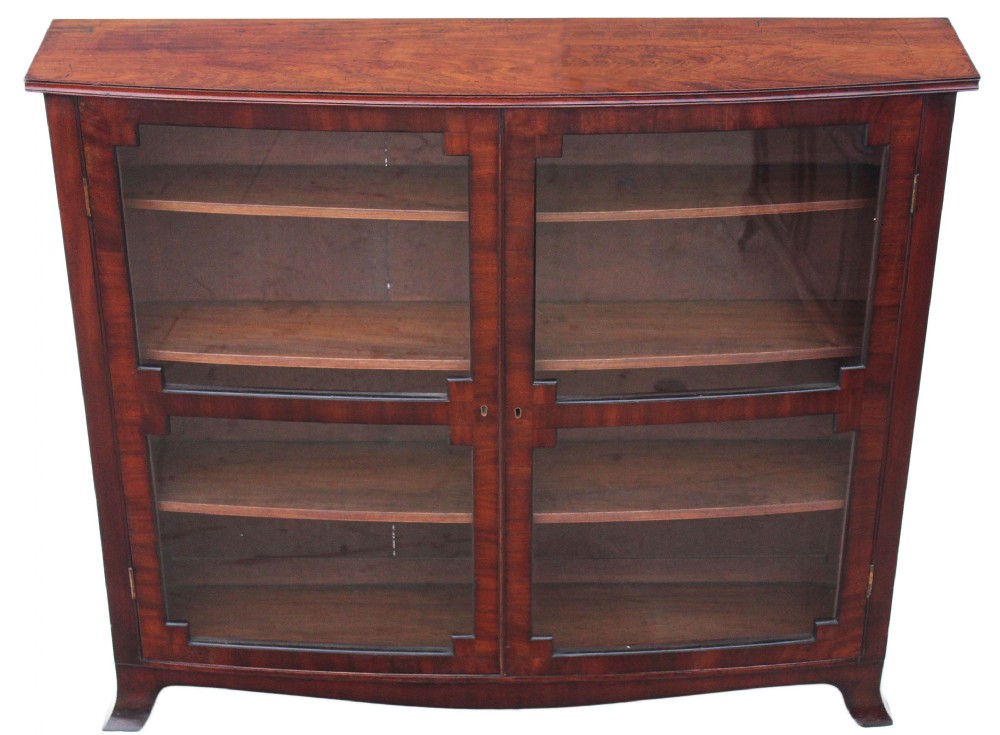Victorian mahogany bow front glazed bookcase