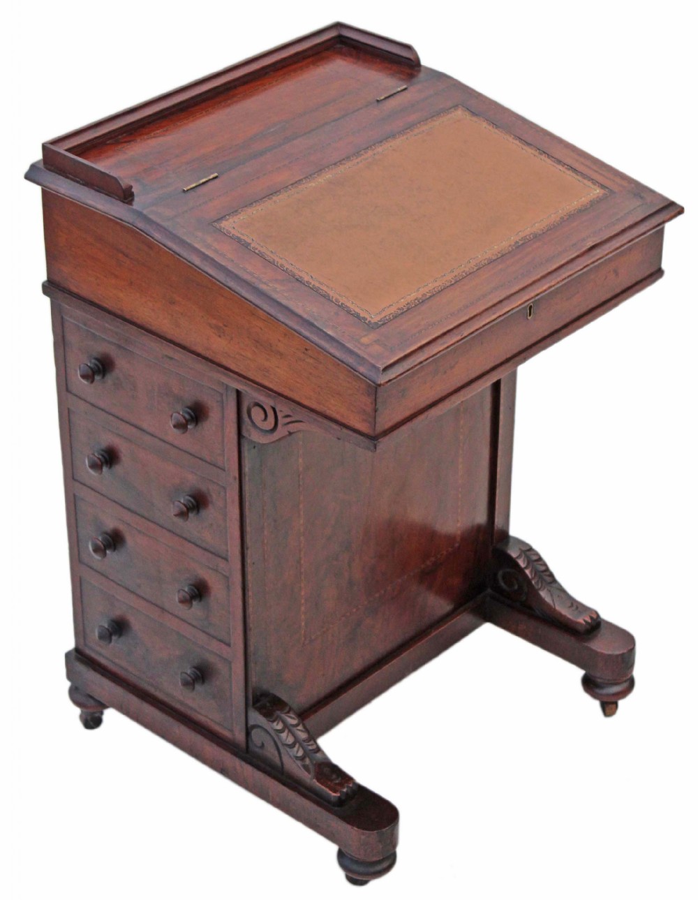 Victorian inlaid walnut davenport desk