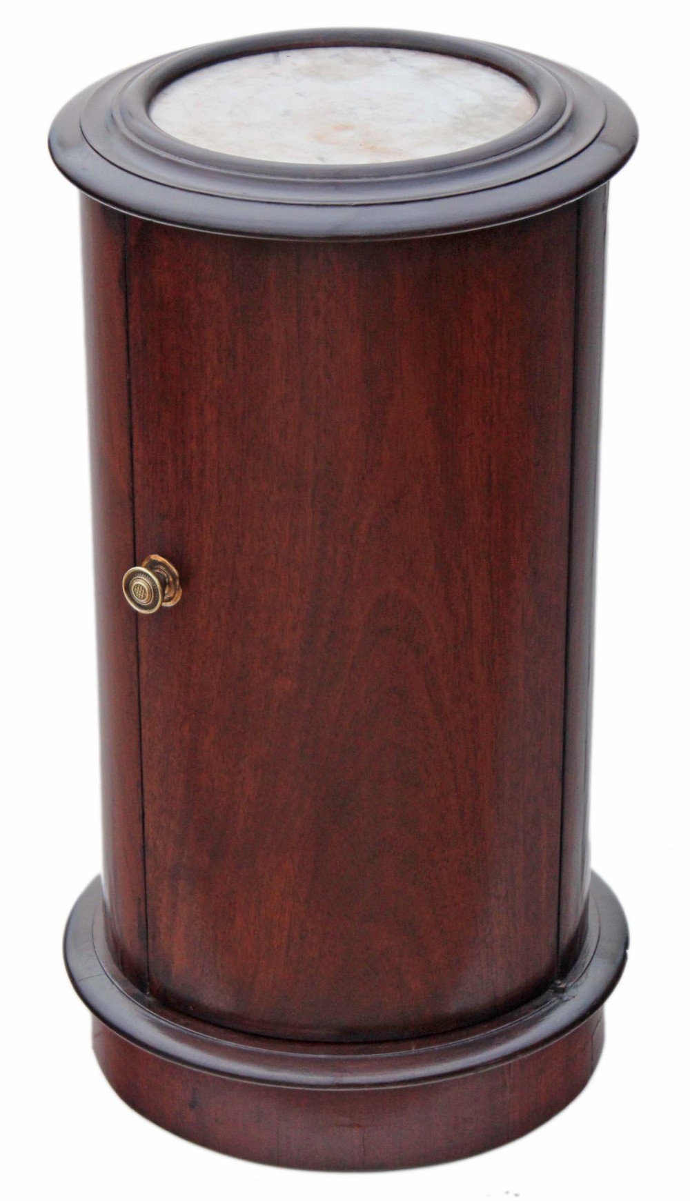 Victorian mahogany marble cylinder bedside table cabinet