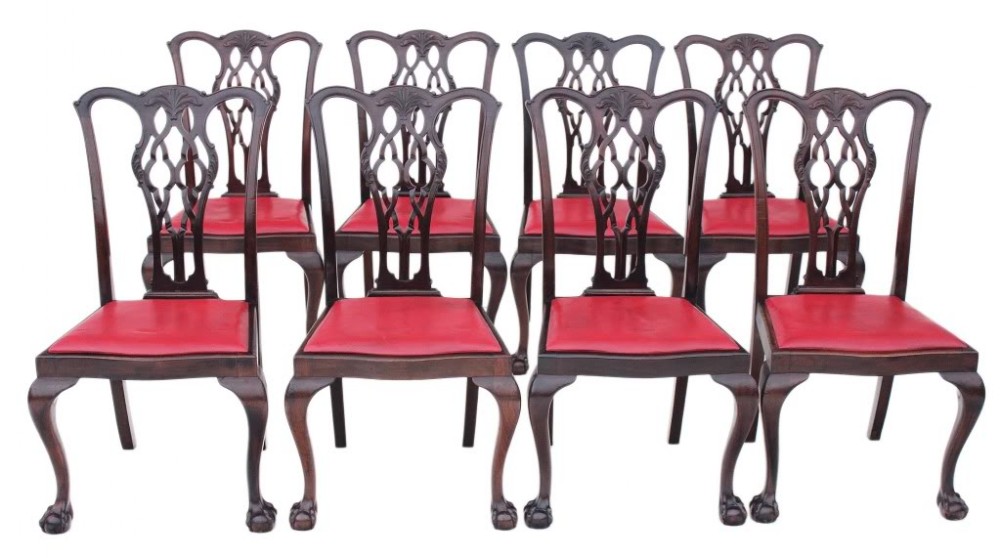 Set of 8 mahogany Chippendale dining chairs