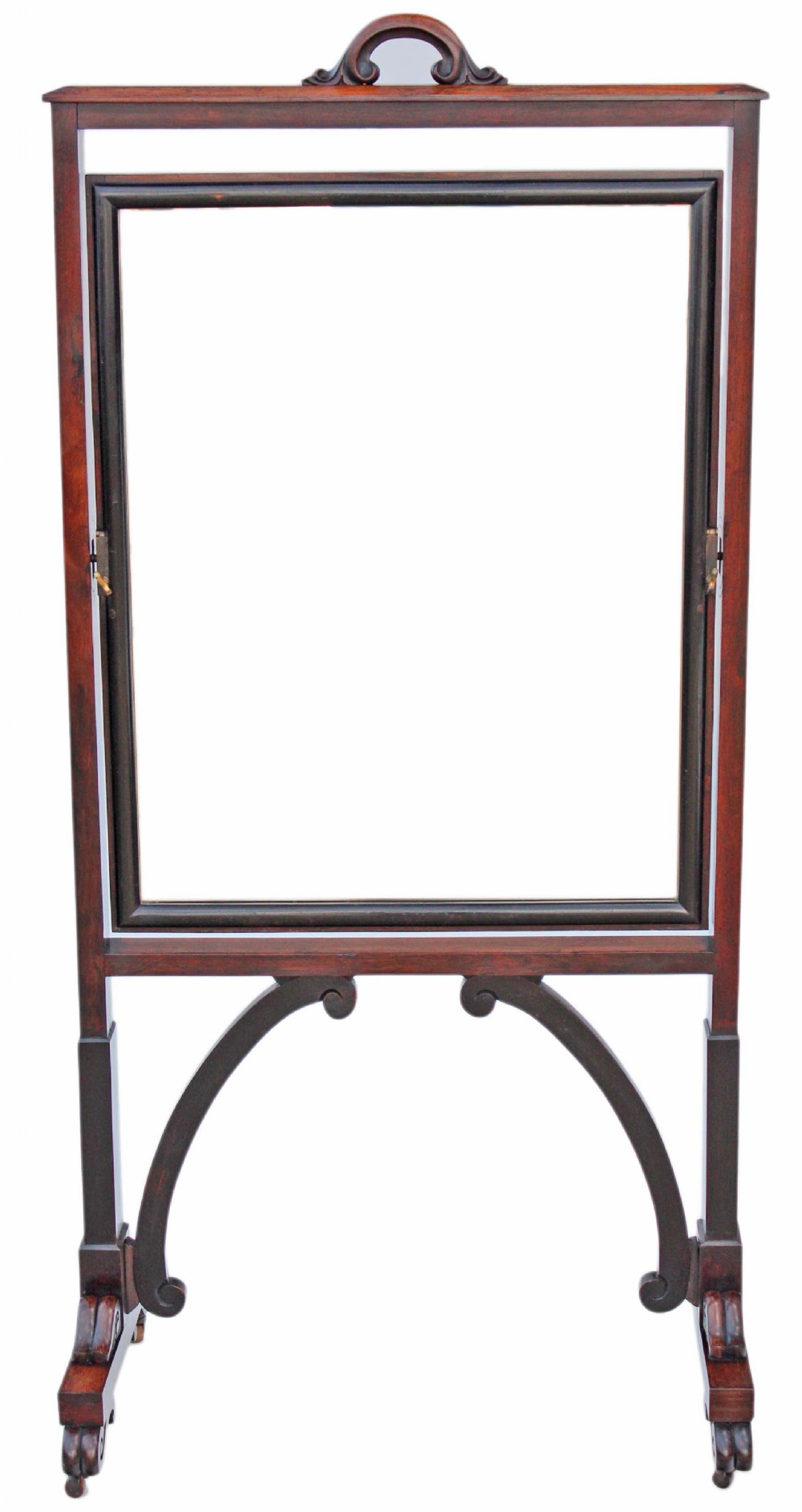 William IV rosewood cheval mirror screen needlepoint