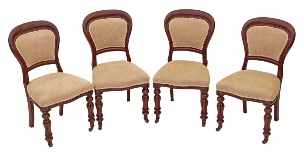 Set of 4 Victorian mahogany balloon back dining chairs