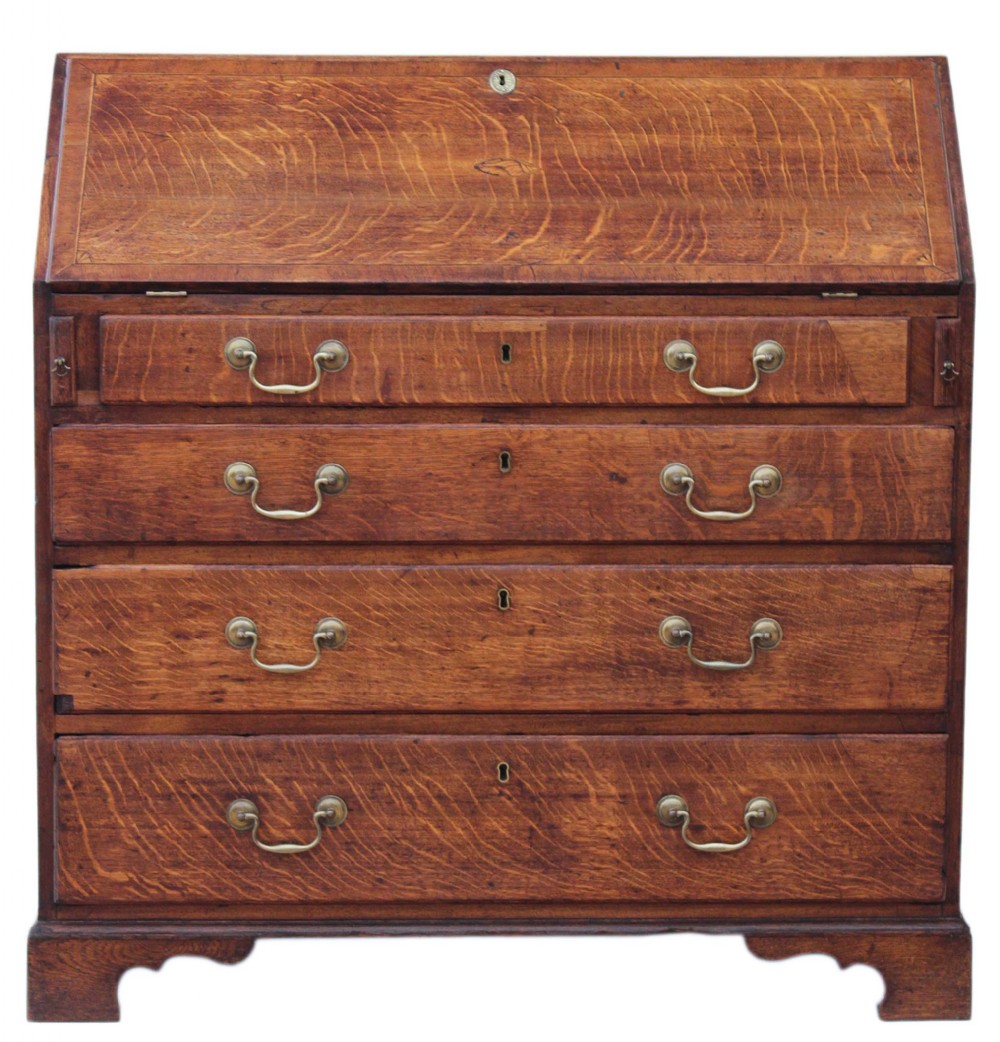 Georgian inlaid oak bureau desk
