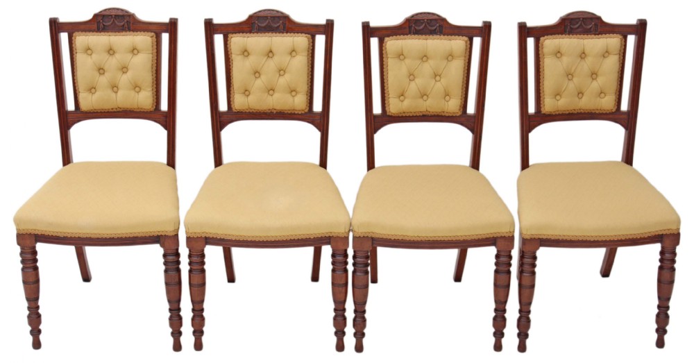 Set of 4 Victorian walnut dining parlour chairs